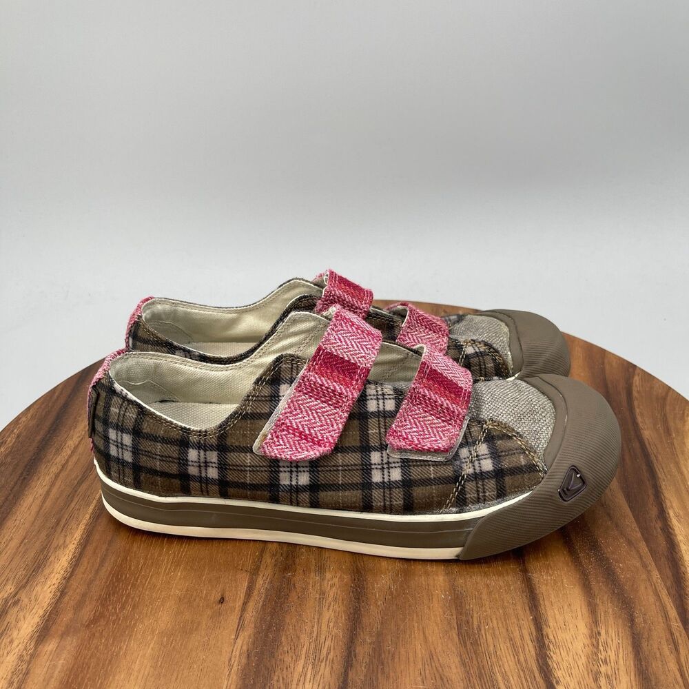 Keen Vulcanized Shoes Womens Size 10 Taupe Plaid Pink Athletic Walking